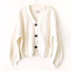 LOFT balloon sleeve slouchy v-neck cardigan